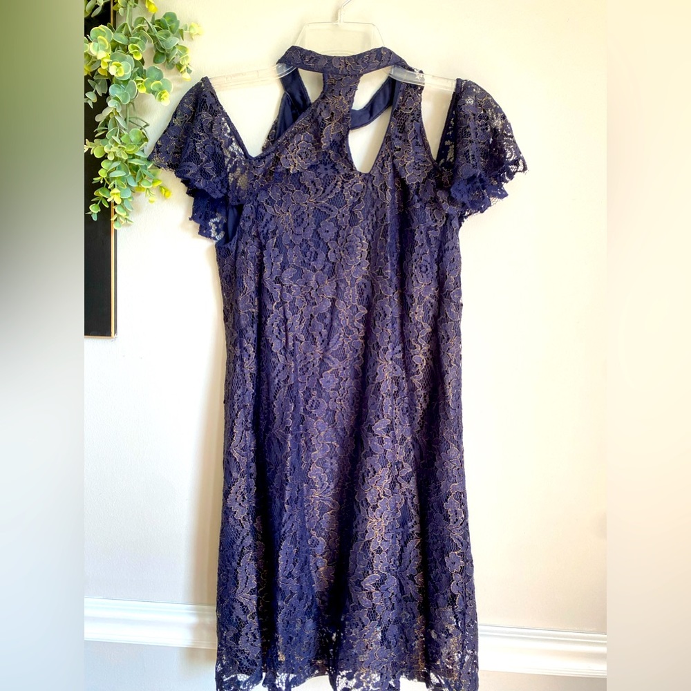 Navy party dress.